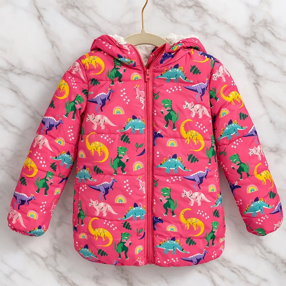 Gymboree Girls Dino-Mite Pink Puffer Jacket size 7, so adorable and cozy - Picture 2 of 5